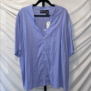 NWT Maggie Barnes Blue Button Down Blouse (BG2)
